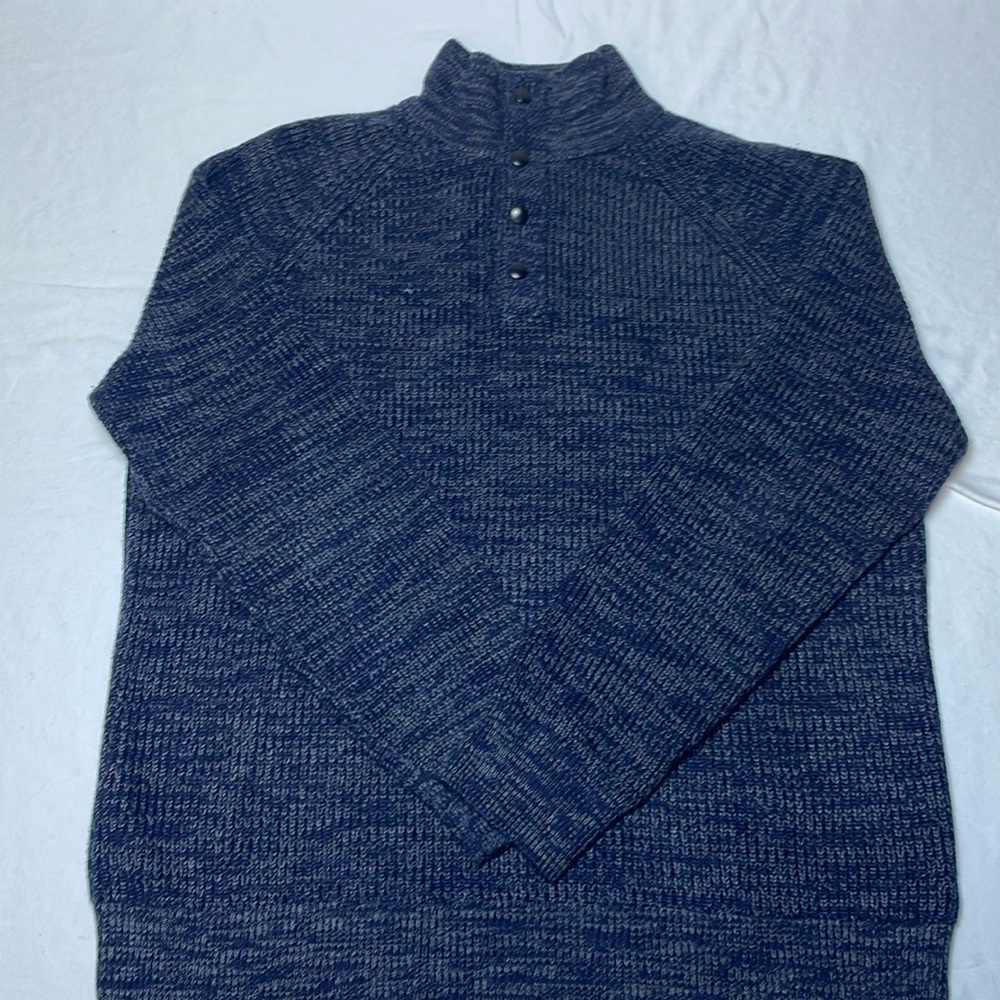Men's Banana Republic Grey and Navy Marl Rib Knit Sweater